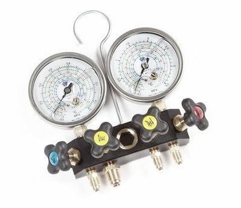 4-way mounting aid R32-R410A with oil-filled pressure gauges PW4ML80/A4/5/K1
