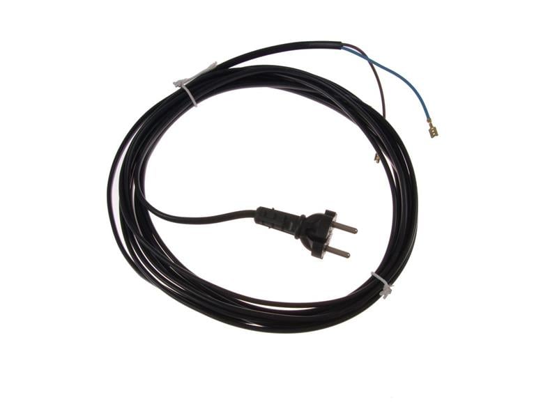 Cable de alimentación largo, flexible, L = 6,30 m, 2x 0,75 mm2, negro, conector plano