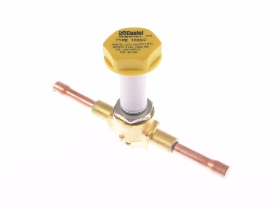 Solenoid valve Castel, NC, solder connections 1/4" ODS, without coil, 1028/2S