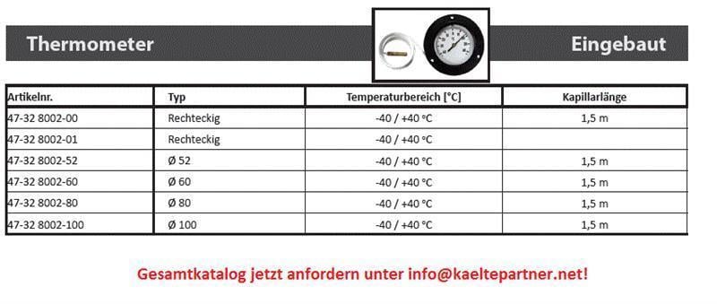 Capillaire thermometer, - 40 / +40? C, rechthoekig