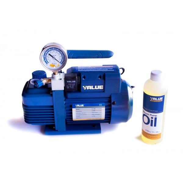 Single-stage vacuum pump 51 l/min, V-I120SV, with solenoid valve and vacuum meter
