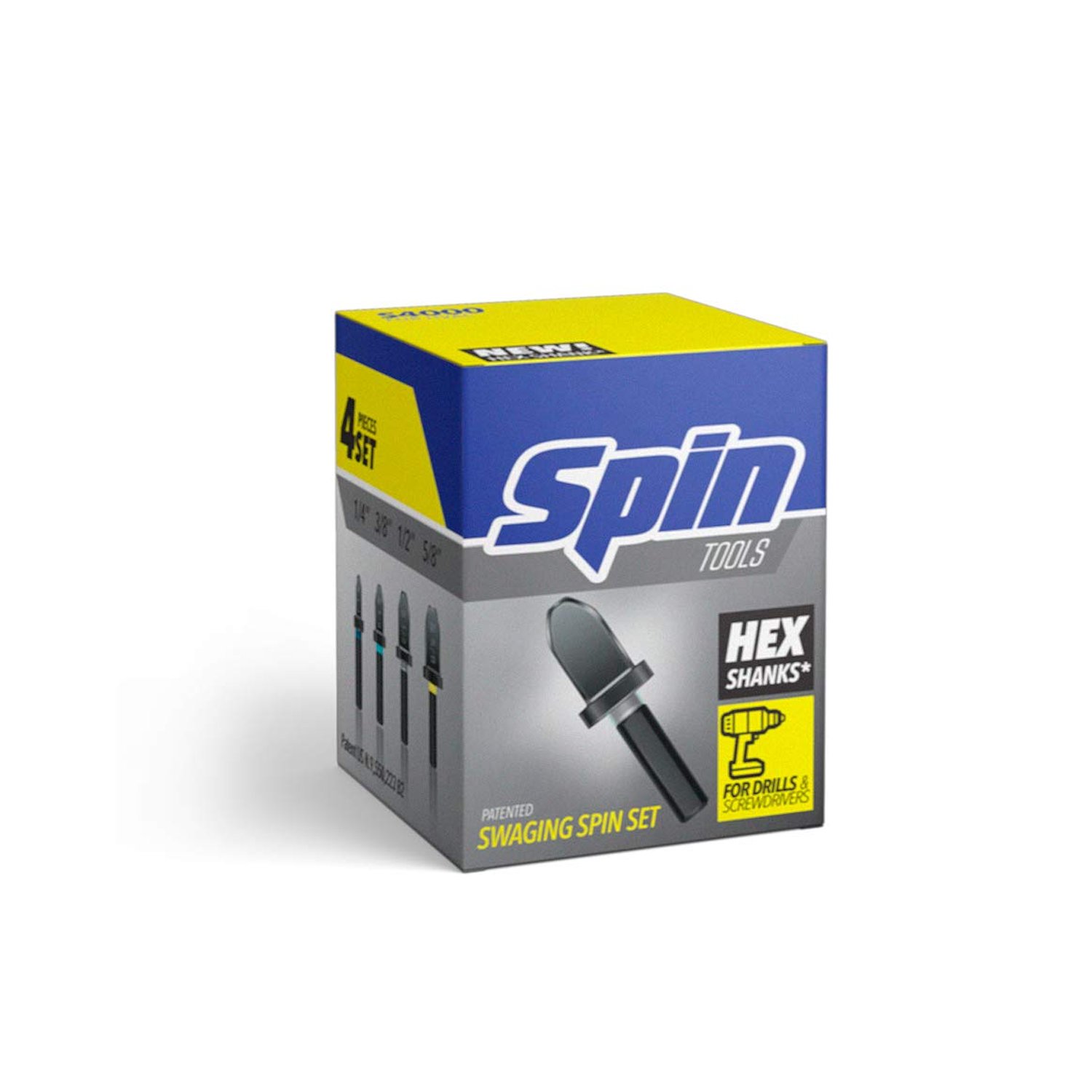 Spin Tools S4000 Zestaw szpilek obrotowych, 4-czesciowy, 1/4, 3/8, 1/2, 5/8 in.