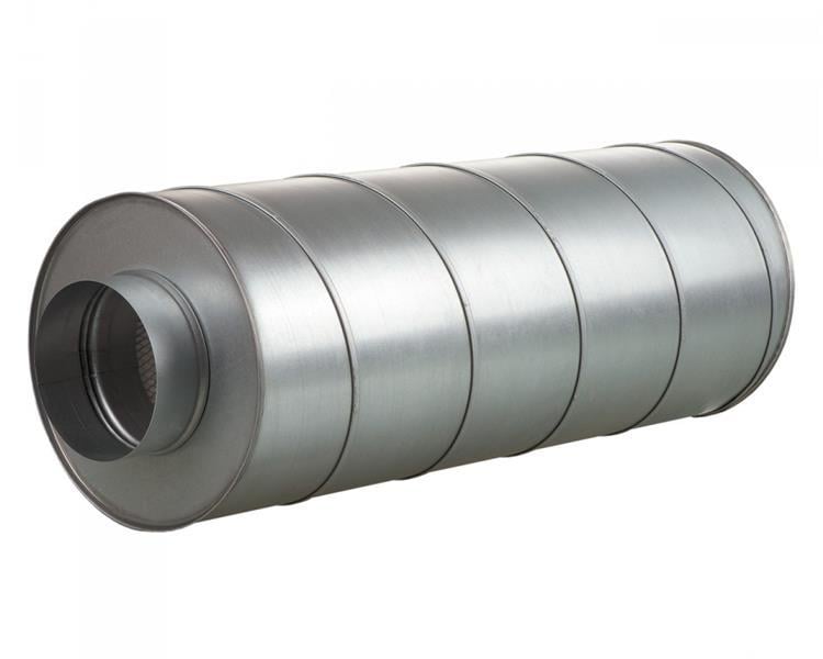 Silencieux SR 200/600, tôle d'acier galvanisée, dimensions de la tubulure 200 mm, diamètre du tuyau de ventilation 200 mm, longueur 600 mm