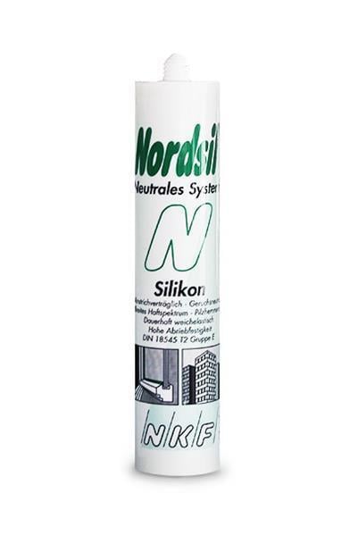 NORDSIL N Blanc brillant 310 ml, joint silicone monocomposant pour la construction d'entrepôts frigorifiques (élastique, durcissement neutre)