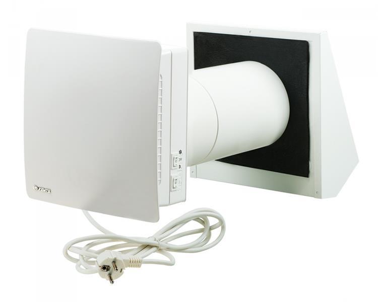 Sistema di ventilazione (unità di ventilazione decentralizzata) KWL (aerazione controllata dello spazio abitativo) TwinFresh Comfo RA1-35 con telecomando, portata max. 30 m3/h (con tappo)