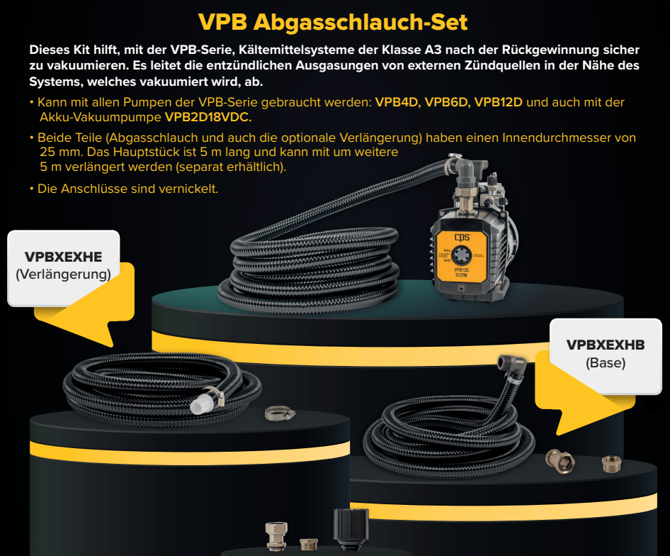 VPB Kit de tuyau d'échappement pour pompes à vide VPB CPS - 5 m de rallonge