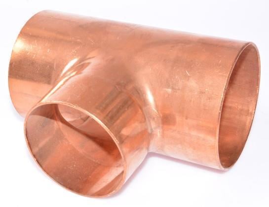 Copper T-piece reduced i/i/i 89-76-89 mm