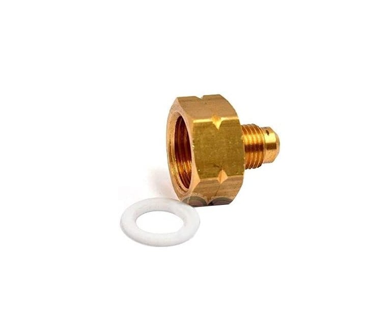 Adapter for refrigerant bottle, R32,1/14" x 21.8 left hand thread for larger vessels from 12 L