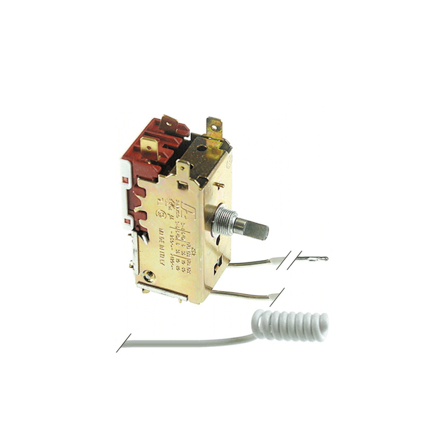 THERMOSTAT RANCO K52-L4512,2 contacts 6A 250V double tube capillaire 2100 mm / 1850 mm froid -6,4/-6°C, chaud +8,5/+8,8°C croissant ø 6x4,6 mm