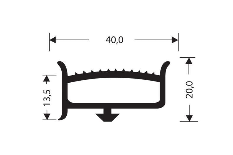 Profil d'étanchéité en caoutchouc gris 1m (40x20)