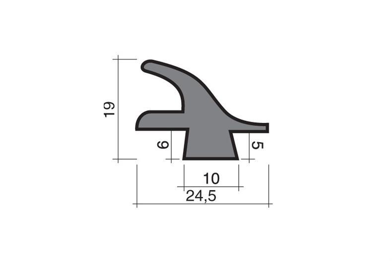 Mos Rubber Seal Black 1m (24,5x19)