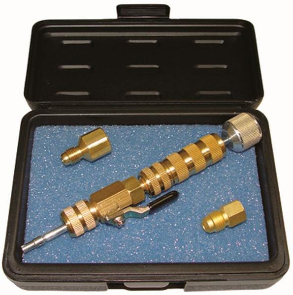 Herramienta para válvula Schrader, removedor de núcleo de válvula / montaje, incl. para R410A