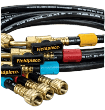Refrigerant premium filling hose set 1.5 m (red, blue, yellow) 5/16" + 1/4" SAE - Fieldpiece HR3BM - A1 & A2L 