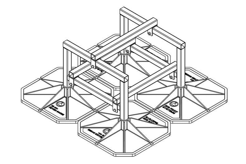 Sous-structure 600HD "Cube" - 1200 kg Pied 450x450 mm - Cadre 583x700x700 mm