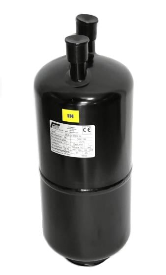 Separador de líquidos Frigomec 4,6 l, entrada 22 mm ODM, salida 22 mm ODS, M8, 34 bar