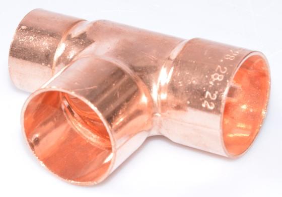 Copper T-piece reduced i/i/i 28-28-22 mm