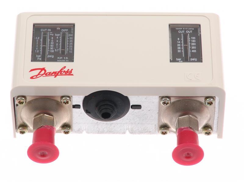 Pressure switch Danfoss Dual, KP15, reset function, input 1/4"