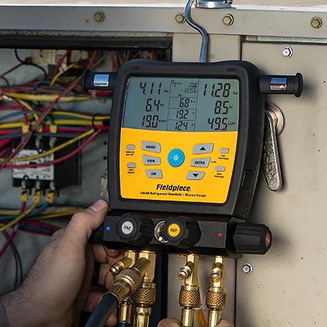 Ausilio per il montaggio del refrigerante SMAN senza fili con 4 connessioni e strumento di misura micrometrico SM480V FIELDPIECE