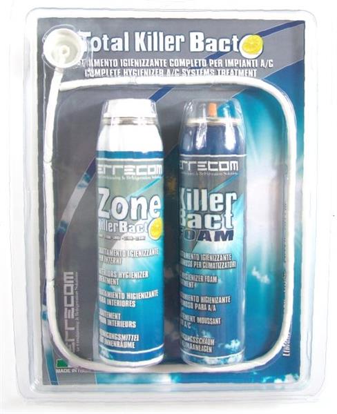 Cleaning Kit for Automotive Air Conditioning Units Errecom Total Killer Bact 2 x 100 ml, Evaporator Cleaning Foam + Inner Room Cleaning Spray, Fragrance: Lemon