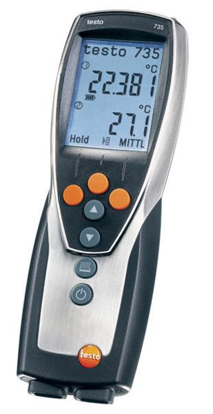 Testo 735-2, Temperature measuring instrument (3-channel), incl. PC Software