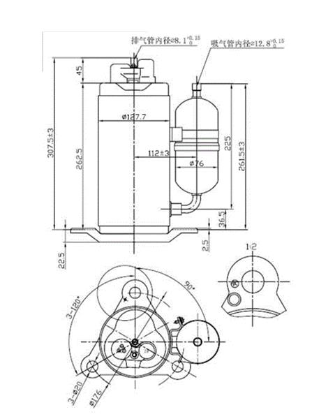 Rotatiecompressor Boyard, QXC-23K, Verticaal, R407C, 220-240V / 50 Hz, 13022 BTU / H