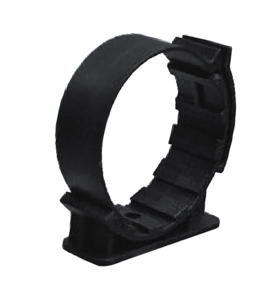 Adjustable pipe clamp, plastic, black, for python mounting Ø 55-85 mm