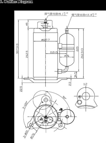 Rotary compressor BOYARD, QXC-19K, vertical, R407C, 220-240V/50 Hz, 10268 Btu/h