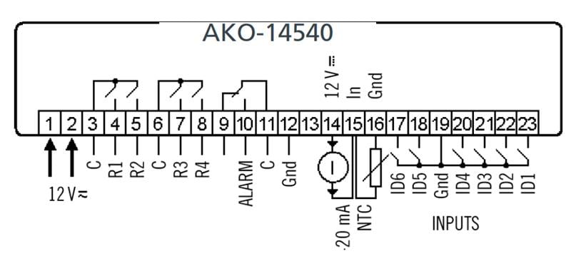 Elektronische controller AKO 14540 Compressor en Capacator Station 4-fasen, 12 V