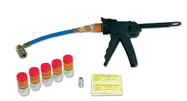 Vulpistoolset met vulpistool, slangadapter R134, adapter 1/4 ", UV-kleurstofdoses (6 stuks) WIGAM MINI-IS