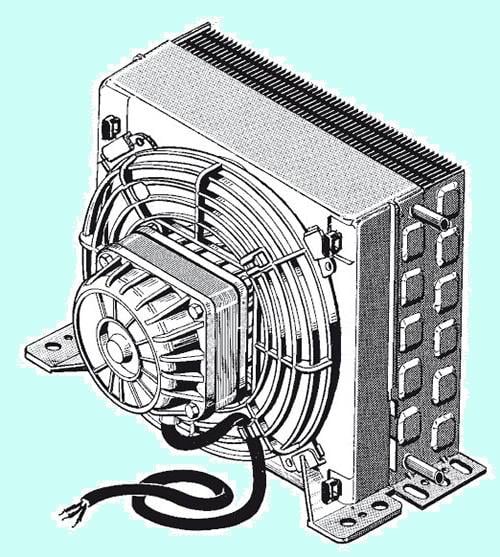 Condenseur LU-VE STVF139 complet (avec ventilateur), 1385W, 390 m³/h, vanne coudée 90