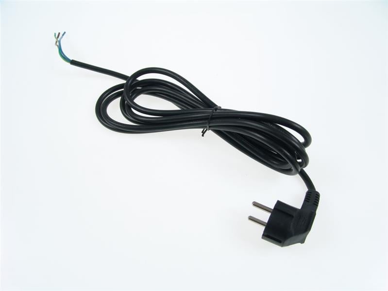 Cable de alimentación, flexible, PVC, L = 3 m, 3x1 mm2, negro, conector acodado