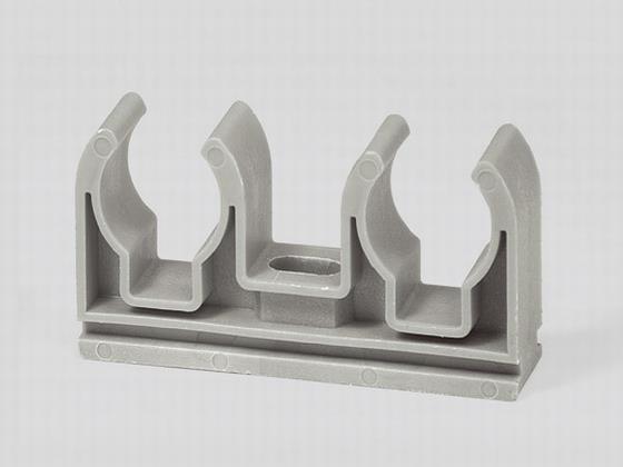 Double clamp 2 × 25 mm grey, for plastic pipes