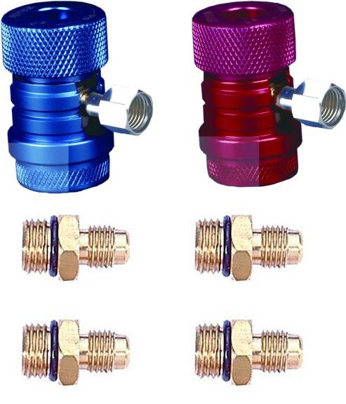 HD + ND quick coupler set for motor vehicles, connection M14x1.5 incl. 2 adapters to 1/4 "SAE (external thread) + 2 adapters to 3/8" SAE (external thread)