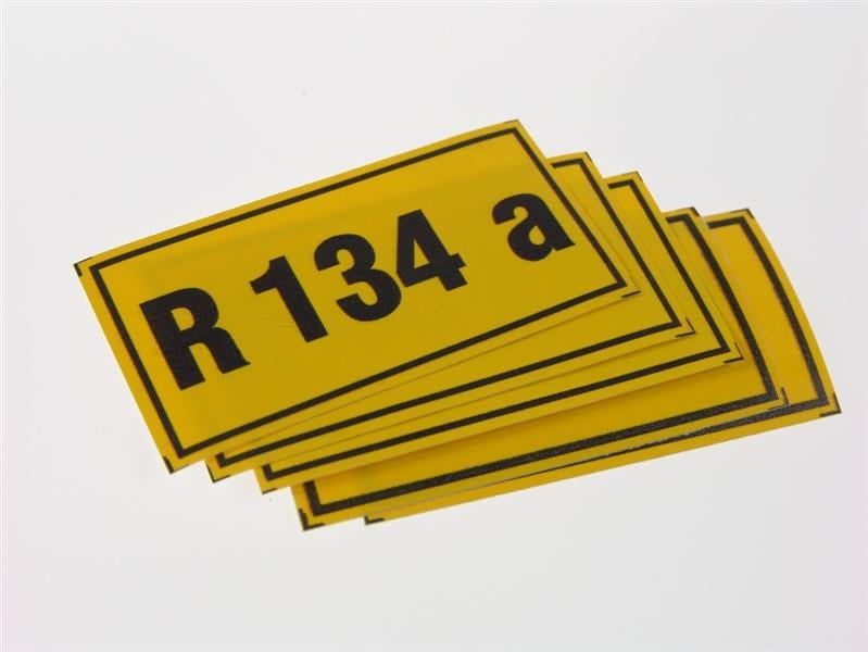 Sticker for refrigerant R134a