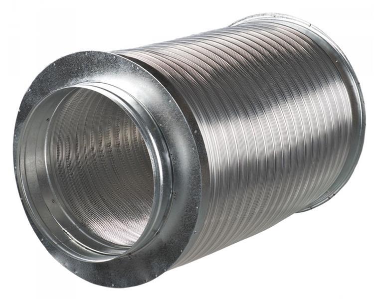 Silenziatore SRF 200/600, in lega di alluminio, dimensioni spigot 200 mm, tubo di ventilazione diametro 200 mm, agnelli 600 mm