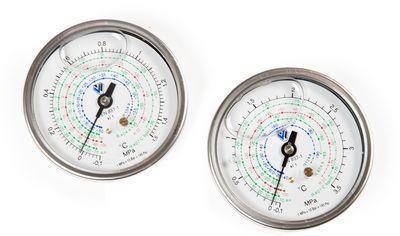 Manometer D = 80mm olie-gevulde lage druk, achteraansluiting 1/4 "SAE, R410A, R32, WIGAM ML80 / 38C45 / A4 / K1