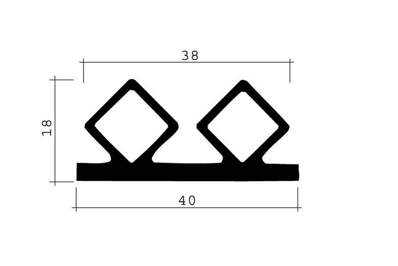 Perfil de estanqueidad de caucho EPDM negro 1m (40x18)