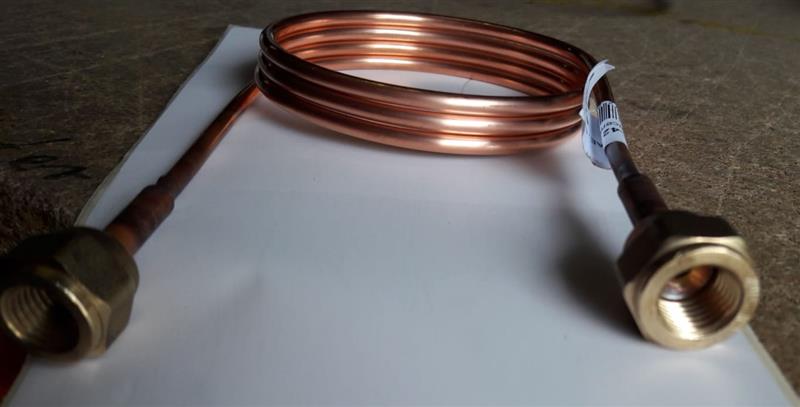 Línea de compensación de presión / tubo capilar con tuercas 1/4 "SAE, L = 1 m, d = 2,5 mm