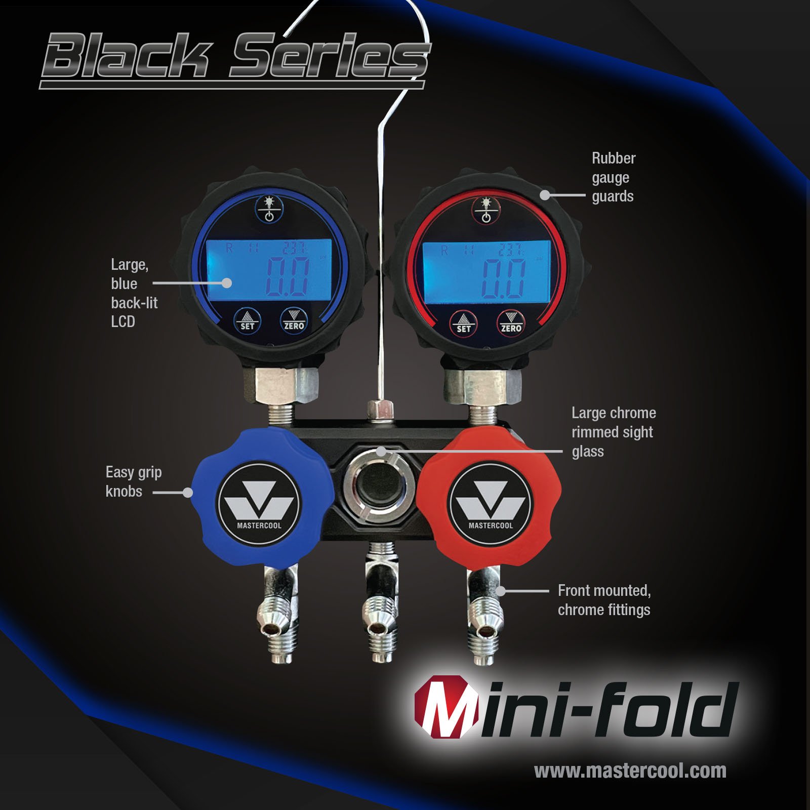 2-way compact manifold Mini-fold Blackseries set 3-150cm hoses
