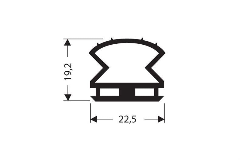 Profilo di tenuta in gomma nero L= 4,5 m (22,5x19,2)
