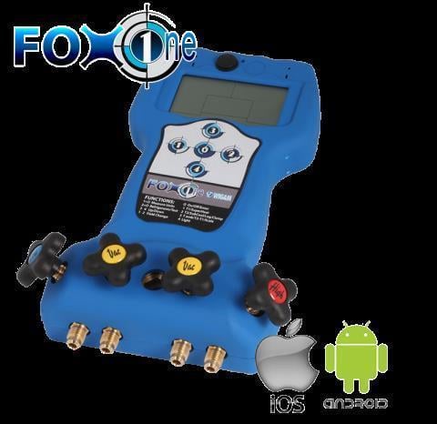 Mecánico digital de 4 vías en maleta Wigam FOX-ONE-300 / SC con balance de refrigerante, alicates-amperímetro