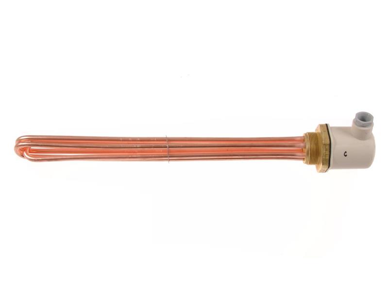 electric heating element CU - 6000W, 220V, L=435 mm, copper heating element with three tube, hexagonal flange and screw thread, sealed plastic socket