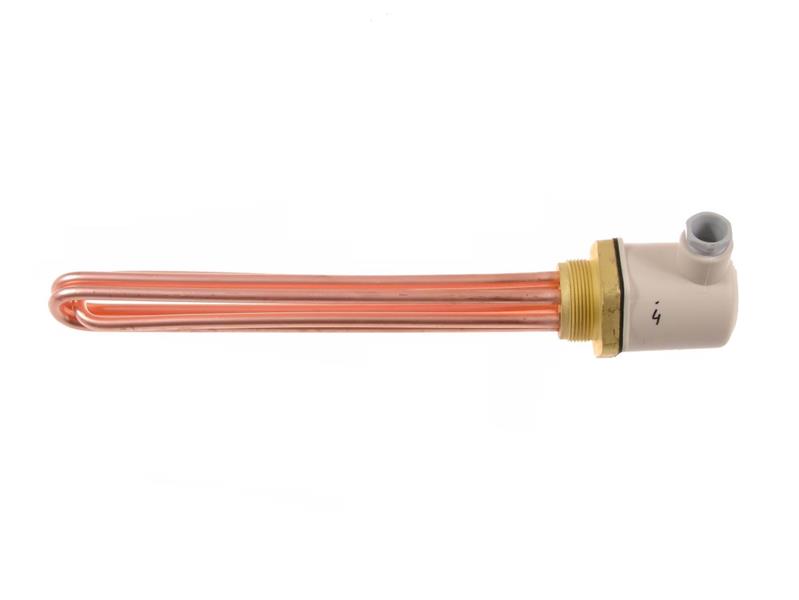 electric heating element CU - 4000W, 220V, L=310 mm, copper heating element with three tube, hexagonal flange and screw thread, sealed plastic socket