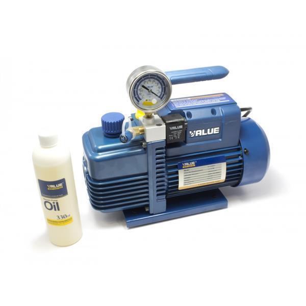 Single-stage vacuum pump 142 l/min, V-I160SV, with solenoid valve and vacuum meter