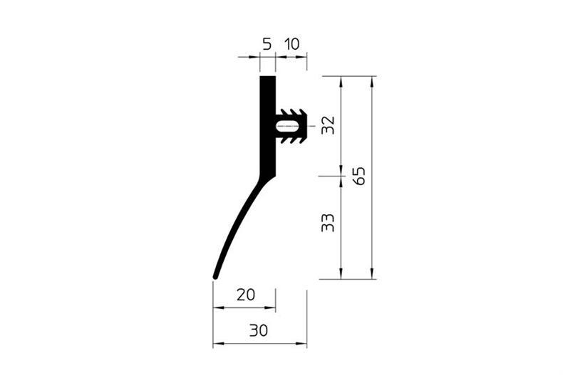 Profil wciskany gumowy szary do drzwi zawiasowych w komorze chlodniczej (65x30)