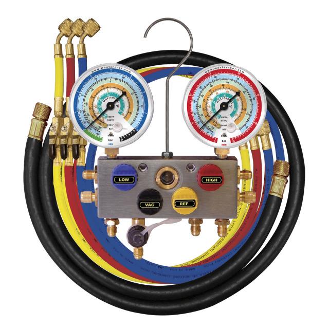 4-way fitting aid + hose set 1.5m with shut-off valves