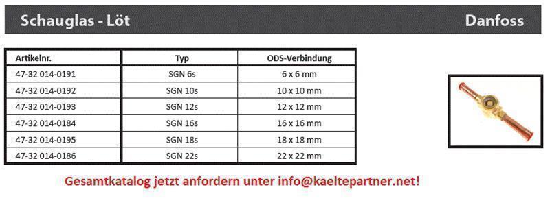 Sight glass Danfoss SGP10SN 10 mm Lot ODF