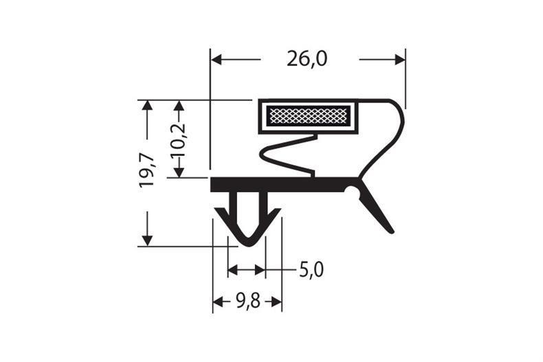 Push-in profile PVC black L = 2.55 m with magnet C71
