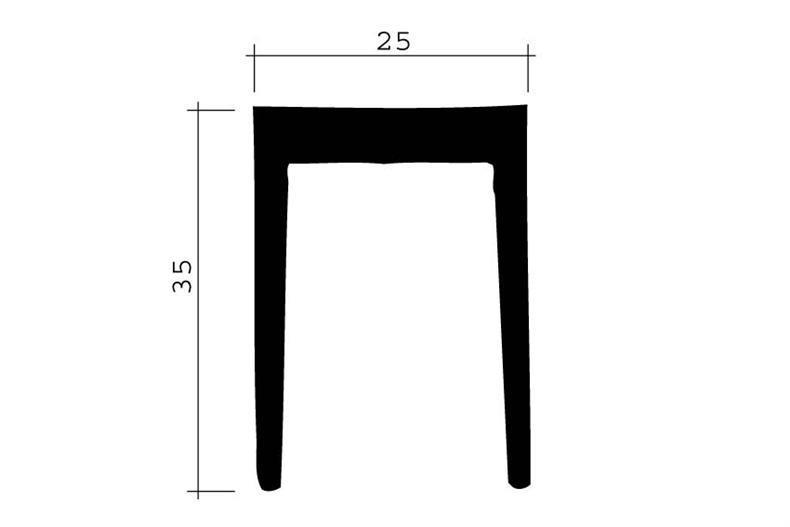 Rubber seal black 1m (25x35)