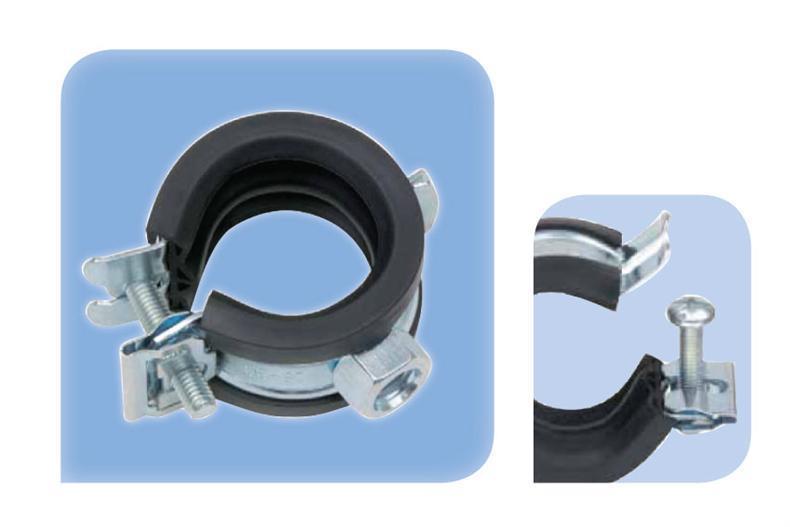 Pipe clamp metal/rubber 48 - 51 mm, M8 - NRW 1.1/2"